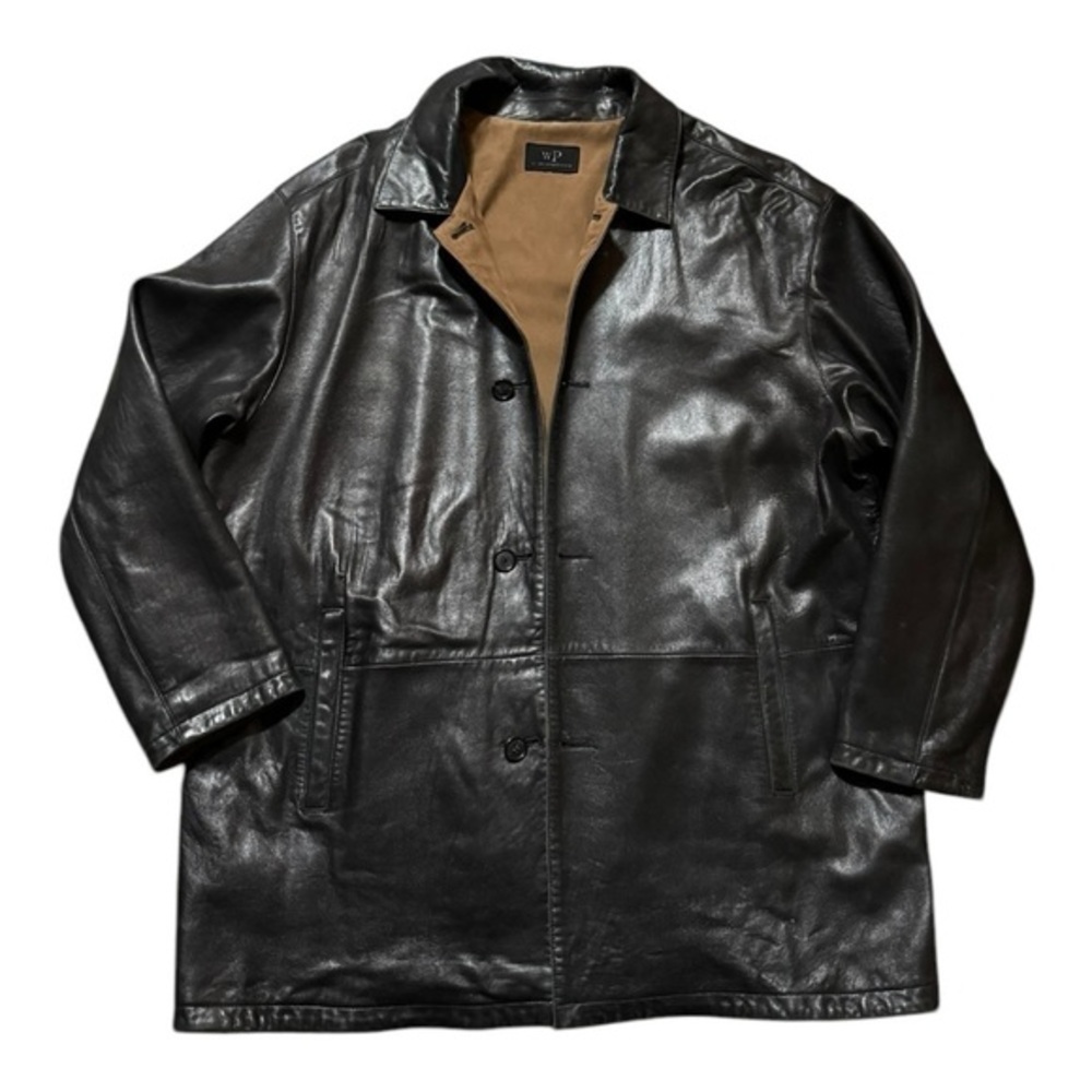 weatherproof vintage black soft leather reversible jacket Mens ‎ XL Button Up